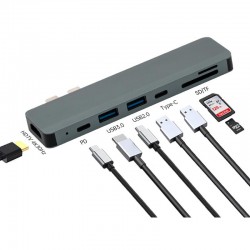 CR59 Type-C'den HDMI'a 7 in 1 Çok Fonksiyonlu Hub Adaptör – 4K HDMI, PD 87W Şarj, 2x USB, Type-C Data, SD/MicroSD Kart Okuyucu