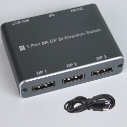 CR60 3 Port 8K DisplayPort Bi-Directional Switch – 8K@60Hz / 4K@144Hz / 1080P Çift Yönlü DP Anahtarlayıcı ve Ayırıcı