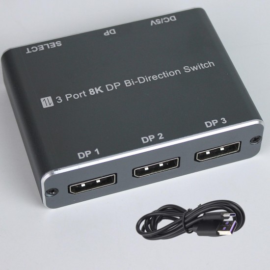CR60 3 Port 8K DisplayPort Bi-Directional Switch – 8K@60Hz / 4K@144Hz / 1080P Çift Yönlü DP Anahtarlayıcı ve Ayırıcı CR60 3 Port 8K DisplayPort Bi-Directional Switch – 8K@60Hz / 4K@144Hz / 1080P Çift Yönlü DP Anahtarlayıcı ve Ayırıcı