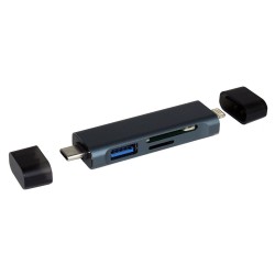 CR61 5in1 Çift Girişli OTG Kart Okuyucu Hub – Type-C & iPhone ile Uyumlu SD, Micro SD USB 3.0 Adaptör
