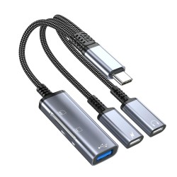 CR64 Type-C 5 in 1 Çok Fonksiyonlu OTG Hub – Type-C Kulaklık Girişi, 60W PD Hızlı Şarj, SD & Micro SD Kart Okuyucu ve USB 2.0 Adaptör