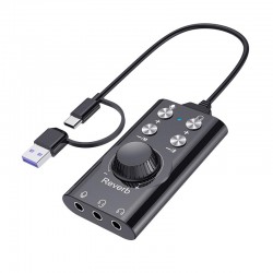 CR67 USB / Type-C Harici Ses Kartı – 7.1 Gaming Audio Mixer, Reverb Efektli Yayıncı ve Mikrofon Mikseri