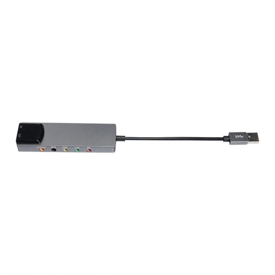 HY-601 Harici USB 5.1 / 7.1 Kanal Ses Kartı – CM6206 Chipset, SPDIF Optik Giriş/Çıkışlı Alüminyum Gövdeli Ses Adaptörü