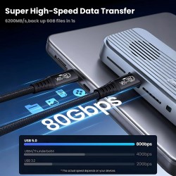 CR69 Thunderbolt 5 / Type-C Kablo – 80Gbps / 120Gbps Hız, PD240W Şarj, 16K@60Hz Görüntü Destekli, E-marker Çipli