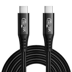CR69 Thunderbolt 5 / Type-C Kablo – 80Gbps / 120Gbps Hız, PD240W Şarj, 16K@60Hz Görüntü Destekli, E-marker Çipli