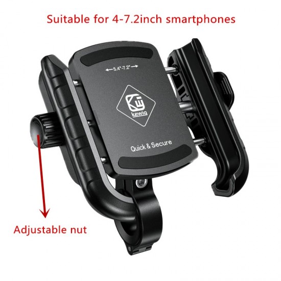 Kewig KWG-M8SP-S-C Alüminyum Alaşım Motosiklet Telefon Tutucu – Gidon Bağlantılı, Titreşim Korumalı ve Güvenlik Kilitli (5.4 - 7.2 İnç Uyumlu)