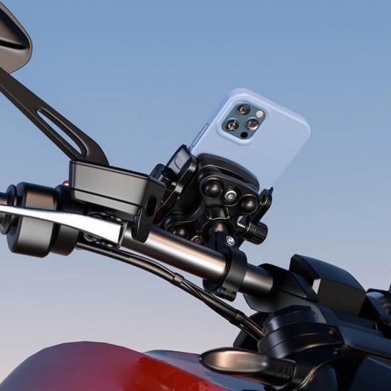 Kewig KWG-M8SP-S-C Alüminyum Alaşım Motosiklet Telefon Tutucu – Gidon Bağlantılı, Titreşim Korumalı ve Güvenlik Kilitli (5.4 - 7.2 İnç Uyumlu)