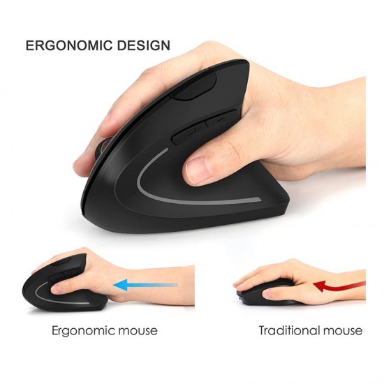 CR74 Ergonomik Dikey Şarjlı Çift Modlu Mouse (Bluetooth 5.0 + 2.4GHz USB Alıcı, 800-1600 DPI)