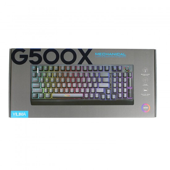 G500X YILIMA 98 Tuşlu Rainbow RGB Işıklı Kablolu Mekanik Hisli Gaming Klavye (Döner Topuzlu Ses & Işık Kontrolü) G500X YILIMA 98 Tuşlu Rainbow RGB Işıklı Kablolu Mekanik Hisli Gaming Klavye (Döner Topuzlu Ses & Işık Kontrolü)