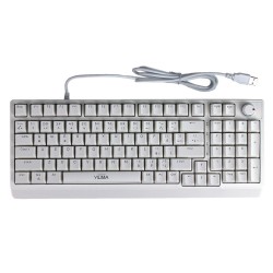 G500X YILIMA 98 Tuşlu Rainbow RGB Işıklı Kablolu Mekanik Hisli Gaming Klavye (Döner Topuzlu Ses & Işık Kontrolü) (Beyaz)