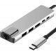 CF04 Macbook Uyumlu Type-C To 4K HDMI Tv Projeksiyon Ultra HD 1080P 2 Type-C 2 USB 3.0 100MBPS Ethernet LAN 6in1 Çevirici Hub Adaptör