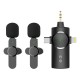 Apera GN-02 Profesyonel Kablosuz 2 Adet Mikrofon 3 Port 3.5mm Aux iPhone Type-C