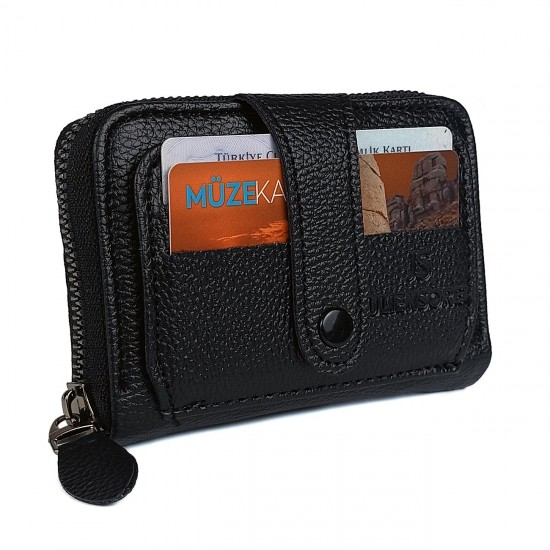 Apera BN85 Suni Deri Erkek Cüzdan Fermuarlı 17 Kartlık Kağıt Para Bölmeli