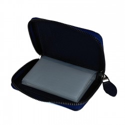 Apera BN86 Suni Deri Erkek Cüzdan Fermuarlı 14 Kartlık Kağıt Para Bölmeli (Lacivert)