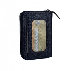 Apera BN89 Suni Deri Erkek Cüzdan Fermuarlı 15 Kartlık Kağıt Para Bölmeli Pencereli (Lacivert)