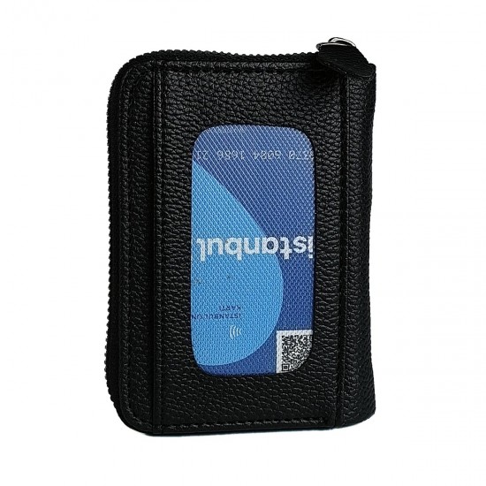 Apera BN89 Suni Deri Erkek Cüzdan Fermuarlı 15 Kartlık Kağıt Para Bölmeli Pencereli