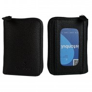 Apera BN89 Suni Deri Erkek Cüzdan Fermuarlı 15 Kartlık Kağıt Para Bölmeli Pencereli