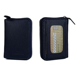 Apera BN89 Suni Deri Erkek Cüzdan Fermuarlı 15 Kartlık Kağıt Para Bölmeli Pencereli (Lacivert)