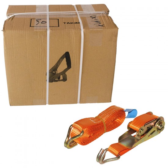 Safeset SG-27 1 Koli 50 Takım 25mm 1 İnç Spanzet 4 Mt 800 KG 6mm Çift J Kanca Yük Gerdirme